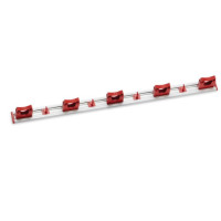 Držák na násady 90 cm - 5 držáků, 4 háčky, červený