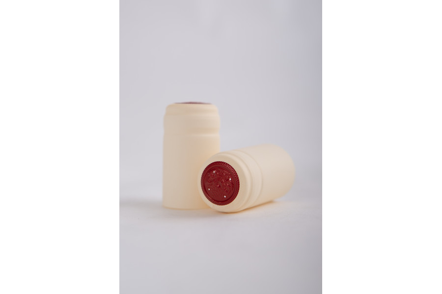Termokapsle 28,5-30,8x55 mm krémová 1007, červený top - DOPRODEJ obrázek