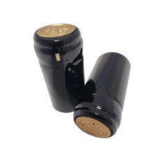 Termokapsle 28,5-30,8/5x65 mm, černá lesklá 509, zlatý top  - DOPRODEJ