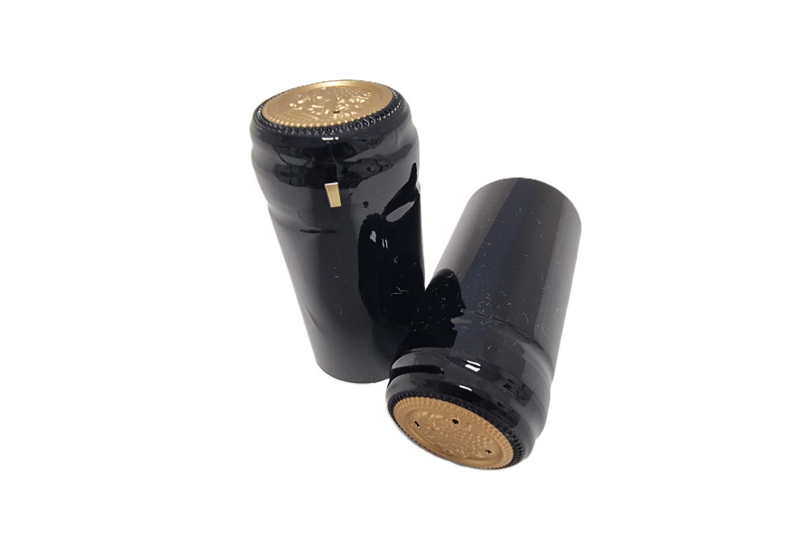 Termokapsle 28,5-30,8/5x65 mm, černá lesklá 509, zlatý top  - DOPRODEJ obrázek